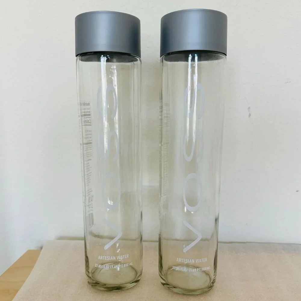💧Voss💧Two Empty 800 mL Glass Bottle, 27.0 fl oz